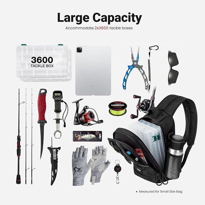Piscifun Fishing Backpack with Rod Holder, Lightweight Sling Bag Storge Gear - Image 6