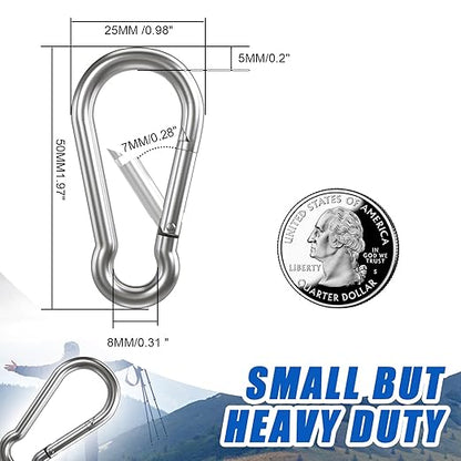 Small Carabiner Clip Hooks, Galvanized Iron Spring Snap Hook Fits Camping Hiking - Image 3