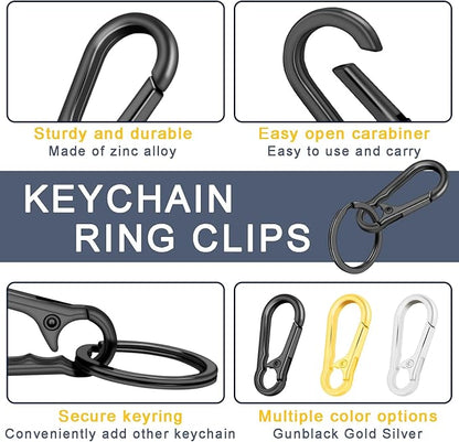 4Pack Small Keychain Rings, Metal Key Carabiner Clip, Mini EDC Key Ring Chain - Image 3