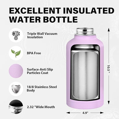 Insulated Water Bottle 64 oz, Triple Wall Vacuum Stainless Steel Water Bottles - Image 4