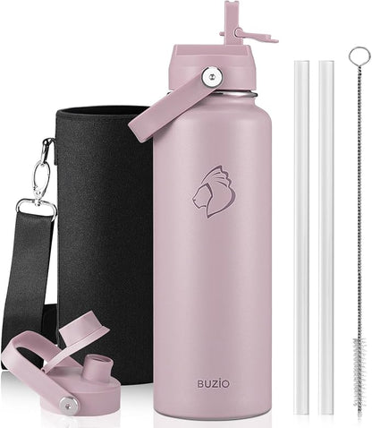 BUZIO 40 oz Water Bottle Insulated, Triple Wall Vacuum Stainless Steel Flask by BUZIO
