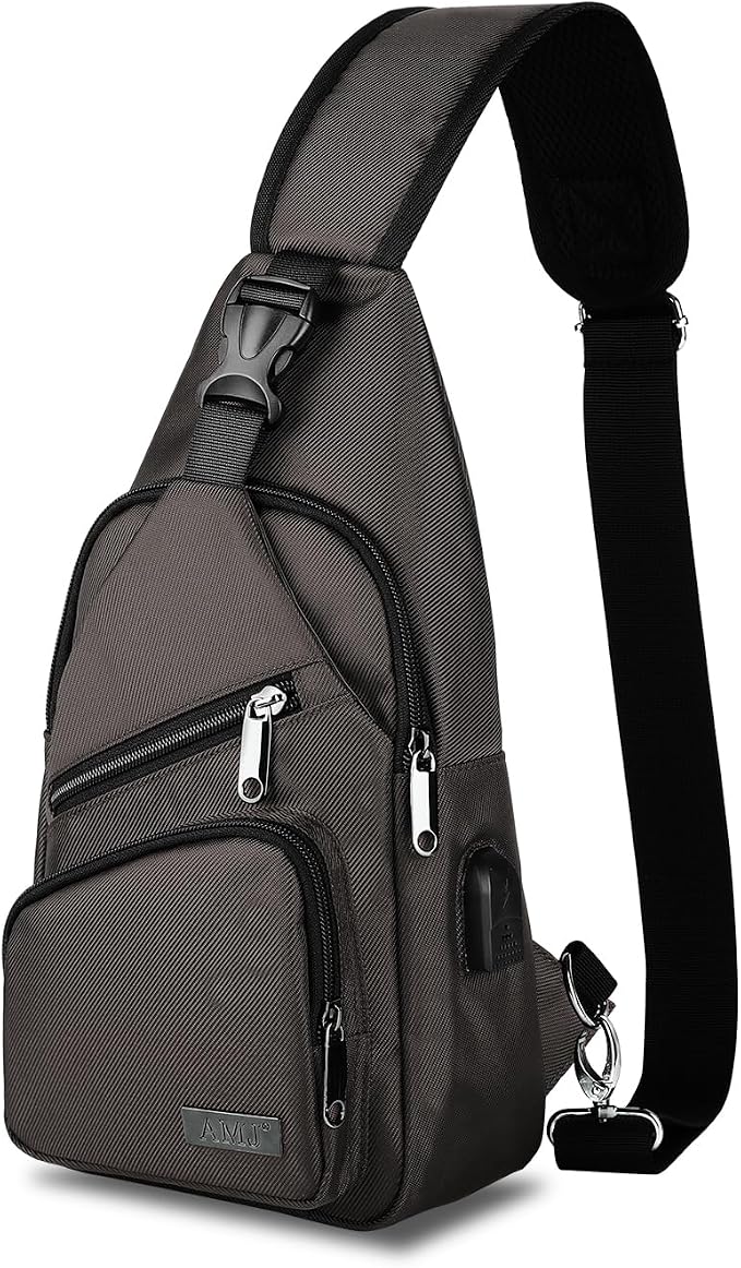 AMJ Crossbody Sling Bag Men Women, Casual Shoulder Backpack, Chest Daypack by AMJ