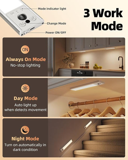 EZVALO 10inch Under Cabinet Lighting, Rechargeable Motion Sensor Light Indoor - Image 5