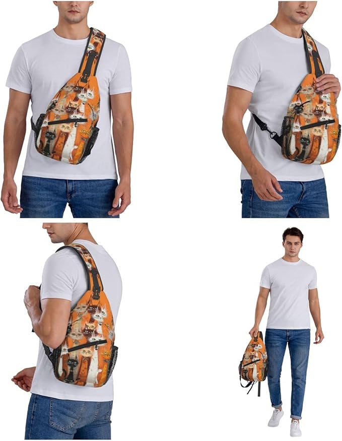 FyLybois Cat Sling Bag for Women Lightweight Crossbody Backpack Casual Daypack - Image 7
