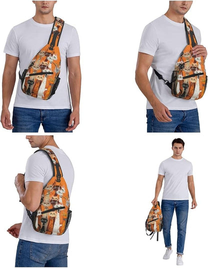 FyLybois Cat Sling Bag for Women Lightweight Crossbody Backpack Casual Daypack - Image 7
