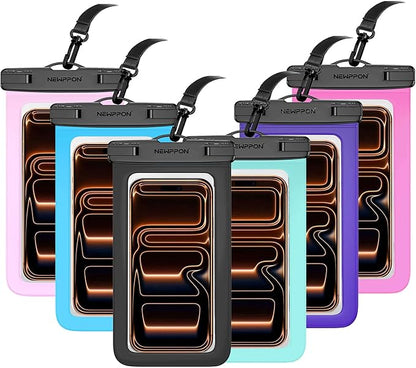 6 Pack 8.5" Waterproof Cell Phone Pouch by Newppon