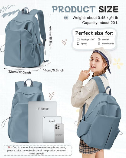 SEAFEW Small Blue Backpack for School Women Girls, Waterproof Bookbag Cute High - Image 3