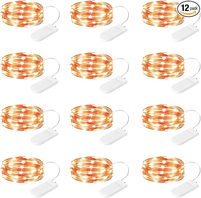 12 Pack Orange Fairy Lights Battery Operated String Lights, 7ft 20 Led by SINAMER