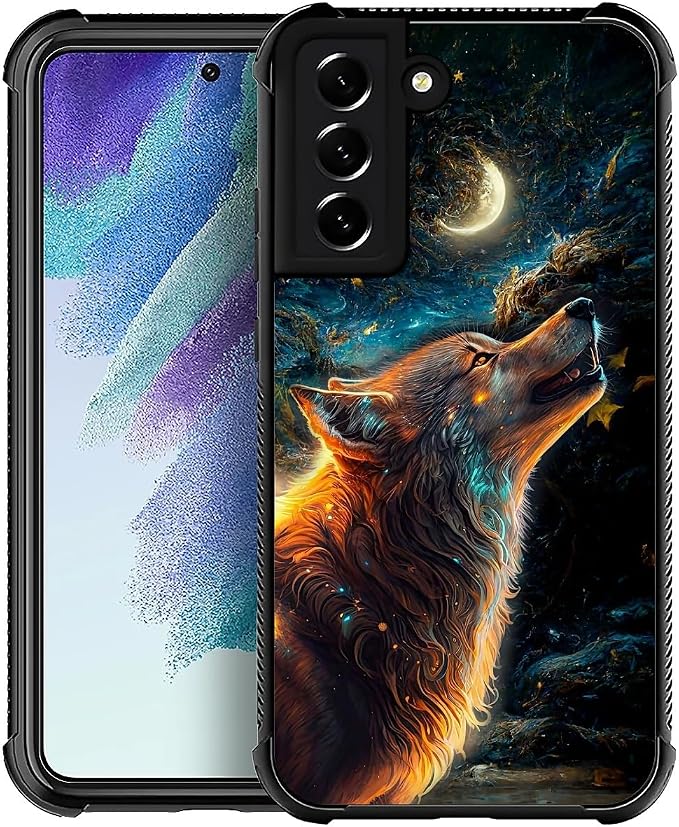 for Samsung Galaxy S21 Plus Case, Star Cave Hungry Wolf Pattern Graphic Design by FKBRCL4U