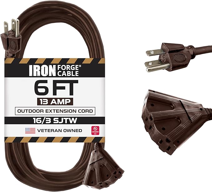 Iron Forge Cable 6ft Brown Outdoor Extension Cord by IronForgeCable