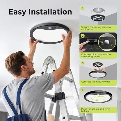 hepside Motion Sensor Ceiling Light Wired, 3000K/4000K/6500K LED Flush Mount - Image 7