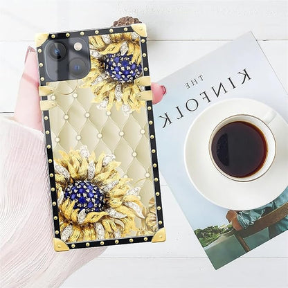 Compatible with iPhone 13 Case, Sunflower Diamonds Leather Luxury Golden - Image 7