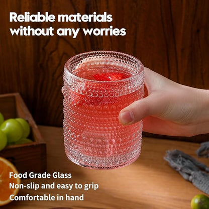 HomeVogue Hobnail Drinking Glasses Set of 6, 12 oz Vintage Glassware Set - Image 3