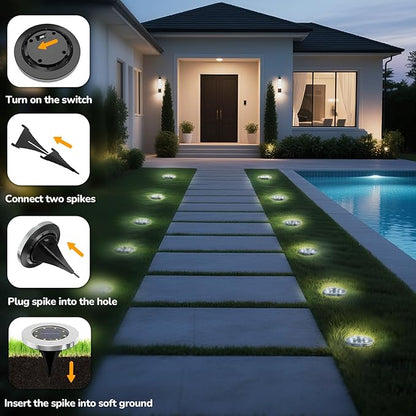 INCX 4.6 inch Solar Lights Outdoor Waterproof, 12 Pack Solar Lights - Image 6