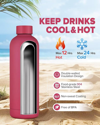 Insulated Water Bottle with Lid, 25 oz Reusable Leak-Proof Metal Stainless - Image 2