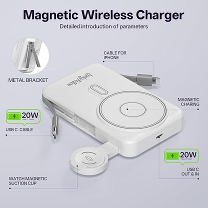 Magnetic Portable Charger Built-in Cables, 10000mAh Fast Charging Wireless - Image 6