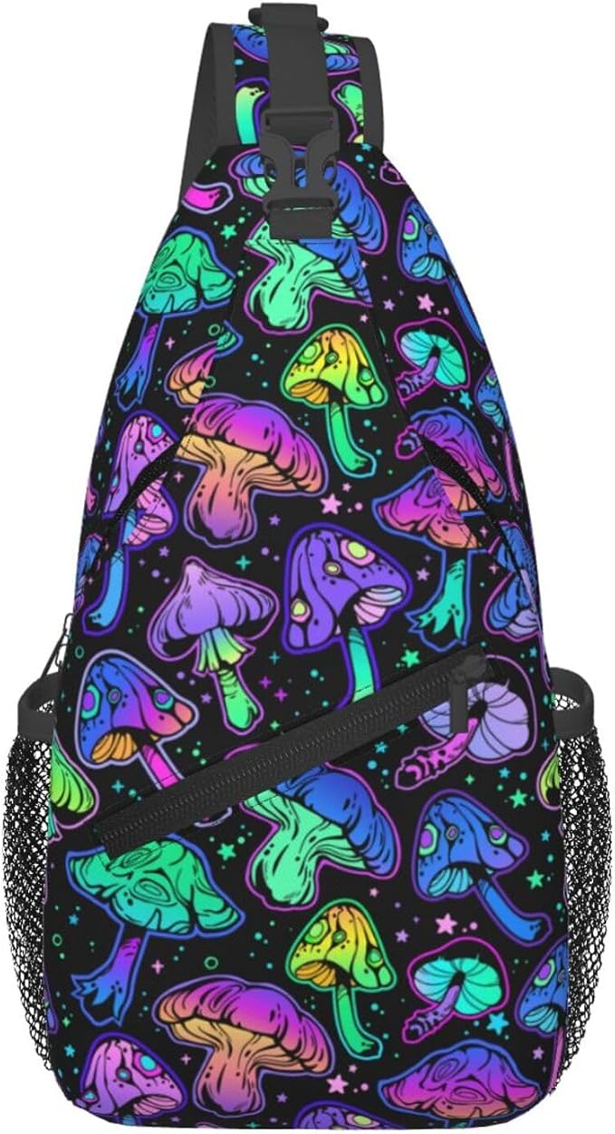 Bright Mushrooms Sling Bag For Women Men Mushroom Backpack Crossbody Shoulder by Unknown