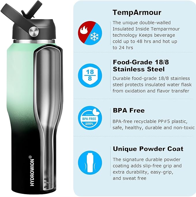 HYDROWION Water Bottle Stainless Steel, Vacuum Insulated Leak Proof Tumbler 32oz - Image 3