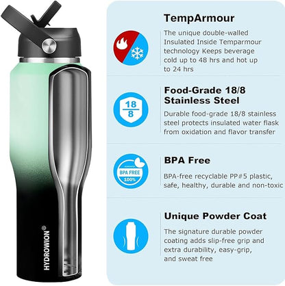 HYDROWION Water Bottle Stainless Steel, Vacuum Insulated Leak Proof Tumbler 32oz - Image 3