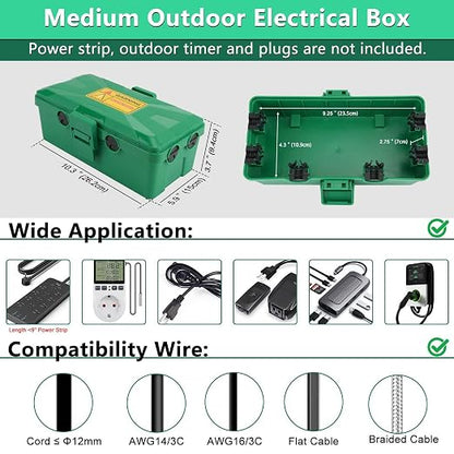 NineLeaf Outdoor Electrical Box, IP54 Waterproof Extension Cord Cover - Image 6