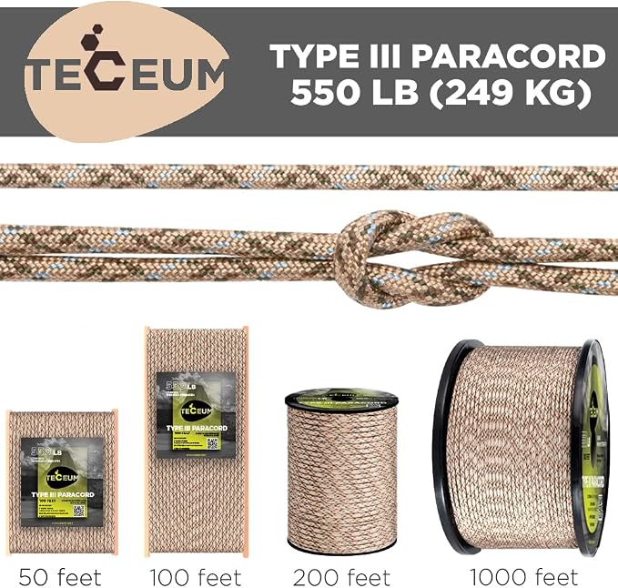 TECEUM Reflective Paracord Rope 1000 – 1000ft/200ft/100ft/50ft – 40+ Colors – - Image 9