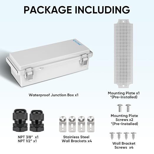 TICONN Outdoor Electrical Box Waterproof, Junction Box IP67 ABS Plastic - Image 6