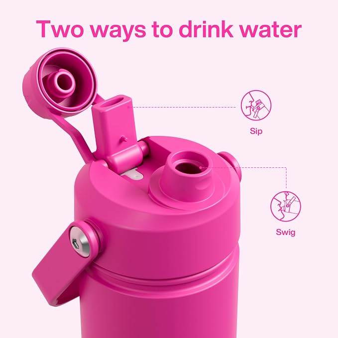 Kids Insulated Water Bottle - 12oz Stainless Steel Water Bottle with Dual Spouts - Image 4