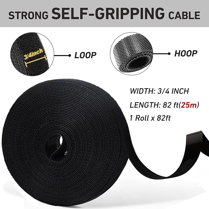 82ft 3/4 inch Fastening Cable Ties, Hitotsu Reusable Hook and Loop Roll - Image 2