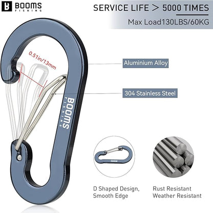 Booms Fishing CC5 Multi-Use Carabiner Clips, 10 Pack 2.3"/ 3.1" Caribeener Clips - Image 2