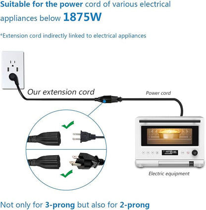 FIRMERST 1875W 15 Feet Extension Cord 14 AWG 15A Flat Plug Black - Image 7