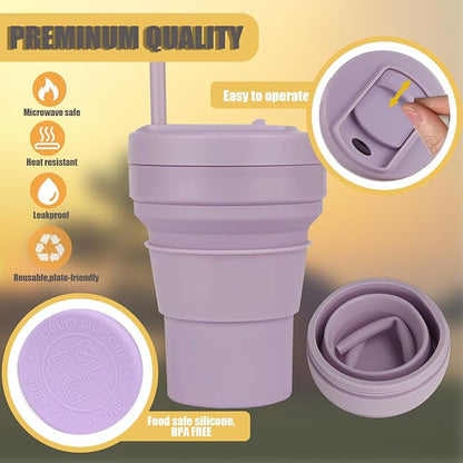 12 Oz Silicone Collapsible Travel Cup, Portable Silicone Water Bottle - Image 5