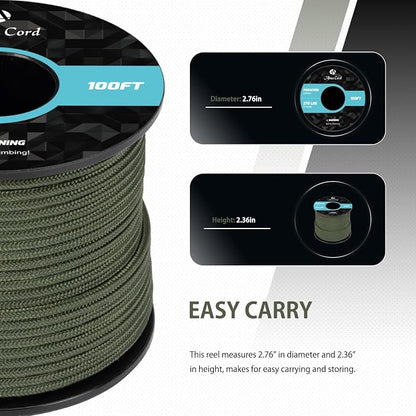 Abma Cord 2.4mm Paracord 275 100ft Nylon Rope 4 Strands Tactical Parachute Cord - Image 2