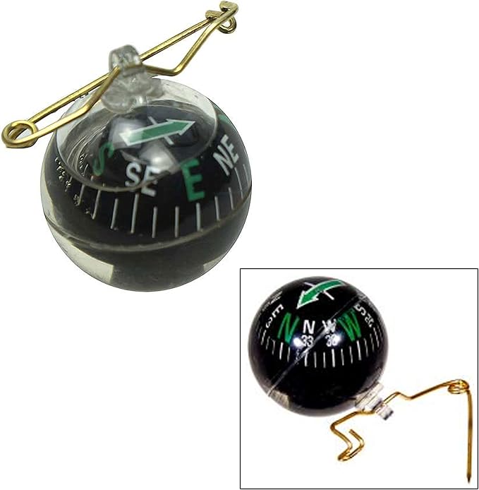 2 Survival Navigation Ball Pin On Compass Liquid Filled Camping Hiking Military - Image 9