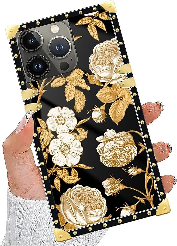 Compatible with iPhone 14 Pro Case, Blooming Rose Golden Flower Luxury Golden - Image 6