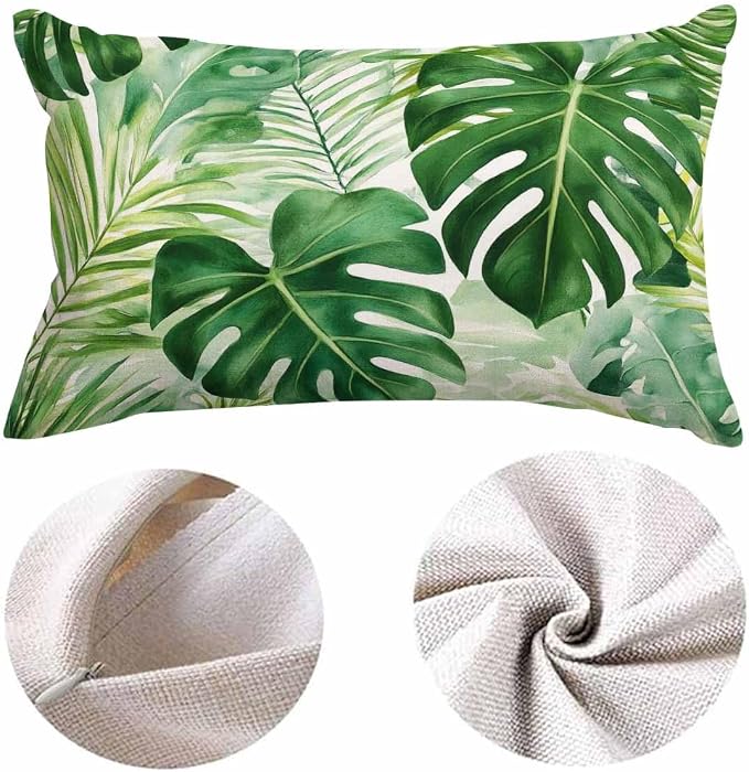 EKOBLA Throw Pillow Cover Green Tropical Palm Fern Leaves Jungle Foliage - Image 6