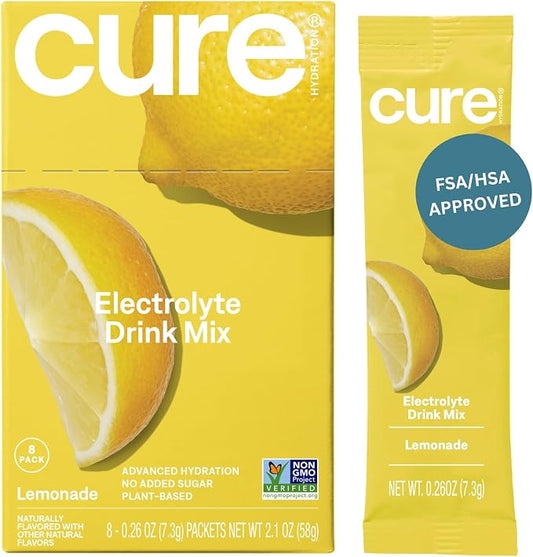 Cure Hydration | Plant-Based Electrolyte Drink Mix | No Added Sugar | FSA-HSA | by CureHydration