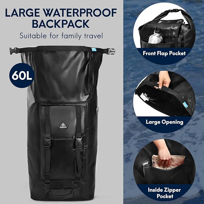 Haimont Waterproof Backpack Roll Top Dry Bag Kayak Dry Backpack - Image 5