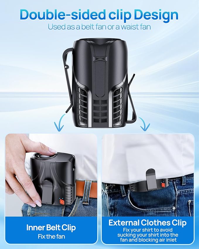 Portable Personal Waist Fan& Neck Fan, 14000RPM Brushless Motor, 40H Runtime - Image 6