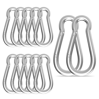 Carabiner, Heavy Duty Galvanized Steel Spring Snap Hook Carabiner Clips by High-PQ