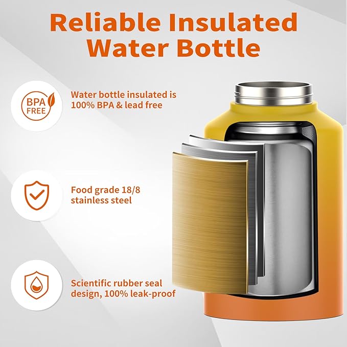 WATERSY 1 Gallon Water Bottle Insulated, BPA Free&Leak Proof, 128oz Stainless - Image 3