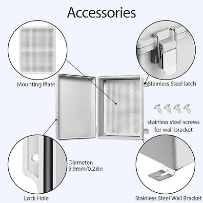 LeMotech Electrical Box, IP67 Waterproof Hinged Cover Stainless Steel Latch - Image 4