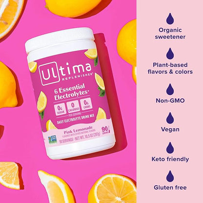 Ultima Replenisher Daily Electrolyte Powder Drink Mix – Sugar Free – Pink - Image 5