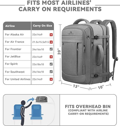 AREYTECO Carry On Backpack, 50L Extra Travel Laptop Backpack - Image 2