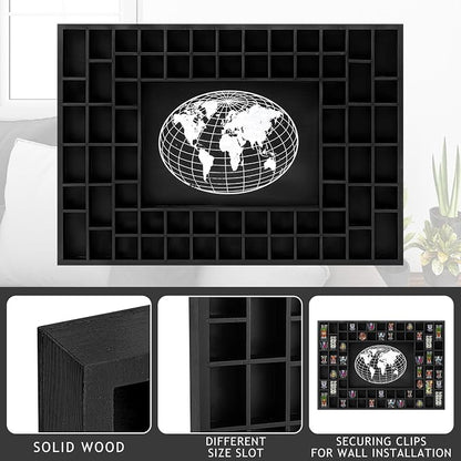 GlikCeil Large World Map 68 Slots Shot Glass Display Case 40 x 28'' Rustic Wood - Image 3