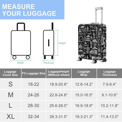 ANNA QUEEN Travel Seamless Pattern Luggage Cover -Stretchable Airplane Suitcase - Image 7