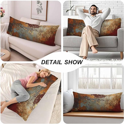 Grunge Rust Decorative Body Pillowcase 20"X54", Metal Rusty Steel Brown Outdoor - Image 5