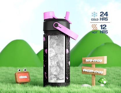 18 oz Kids Insulated Water Bottle: Glow-in-the-Dark, 2-in-1 Straw Spout Lid - Image 5