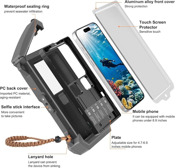 Underwater Phone Case for Snorkeling & Diving, IP68 Waterproof Case for Swimming - Image 5