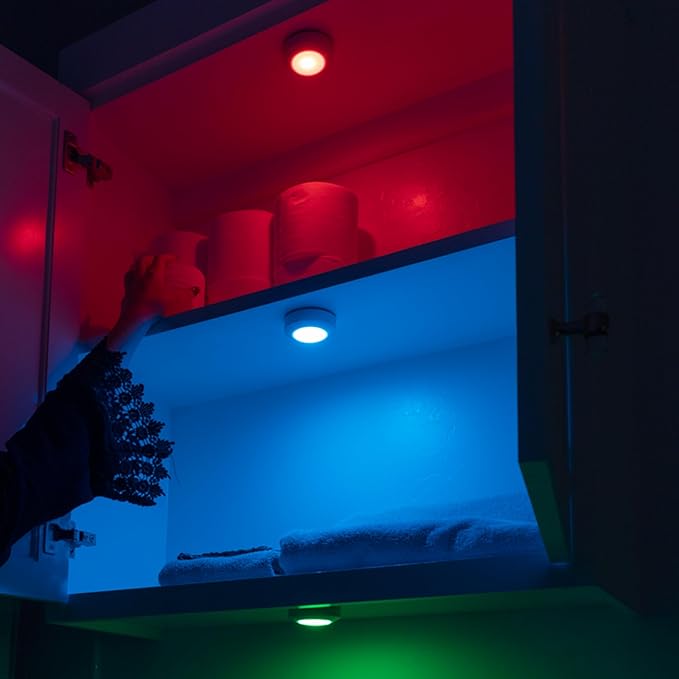 Amazon Basics LED Puck Lights, Color Changing, Battery Operated, IR Remote - Image 3