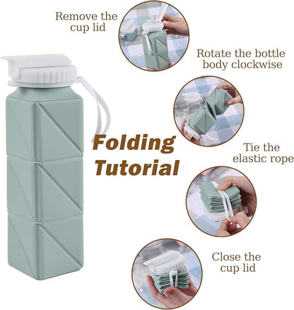EOBTAIN Pink Travel Collapsible Water Bottle - Image 8